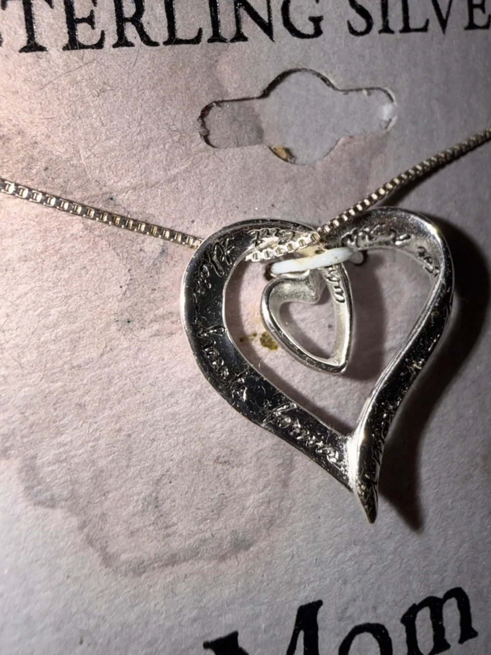 Vintage sterling silver ‘ Inspirational Mom' Heart Pendant Necklace